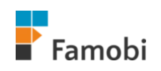 Famobi wordmark with colored square icon