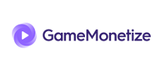 GameMonetize purple play icon and wordmark